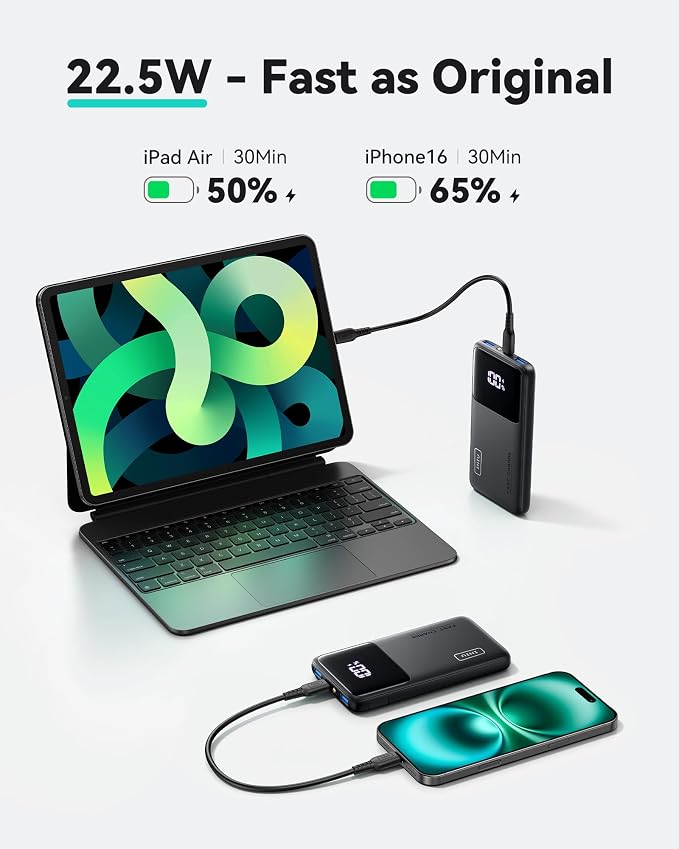 INIU Portable Charger, Ultra Slim 10000mAh Fast Charging Power Bank | Flight-Safe, Travel Essential, Battery Phone Pack for iPhone 17 16 15 Samsung S26 S25 Google iPad etc - Image 2