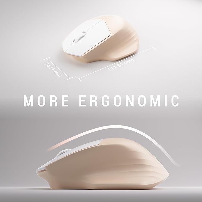 MPTOG Ergonomic Wireless Keyboard and Mouse Combo, Khaki White | Computer Keyboard Mouse with Wrist Rest, BK Chipset, Full-Size Colorful, Power Button, USB Receiver for PC Laptop - Image 5