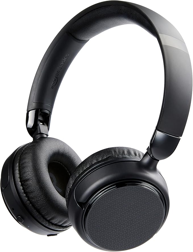 Amazon Basics Bluetooth On-Ear Headphones Wireless with Microphone, Deep Bass, 35 Hour Playtime, Foldable, Collapsible, Portable Travel Friendly, Black by AmazonBasics