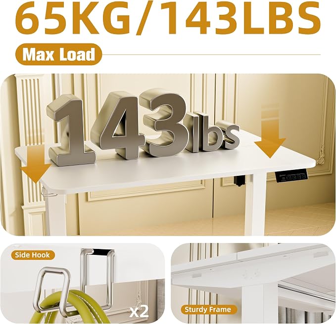 Small Standing Desk,35"x24" Height Adjustable Sit-Stand Home Office,White | Electric Adjustable Standing Desk, Sit to Stand Computer Office Desk with Splice Board, Memory Preset, Lifts 28.7''-46.5" - Image 7