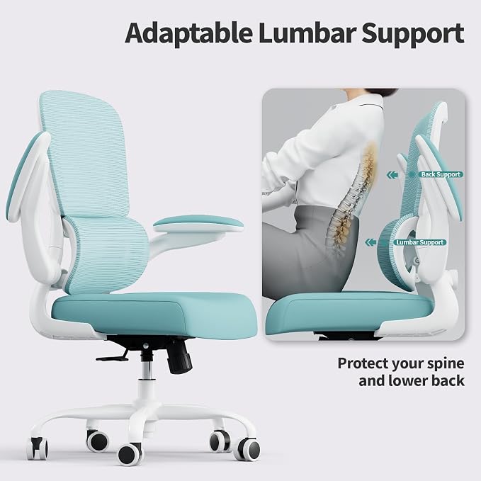 TRALT Office Chair - Ergonomic Desk Chair with Adjustable Lumbar Support, Mesh Computer Chair, Executive Chair for Home Office Comfortable Lumbar Support (1, Mint Green) - Image 7