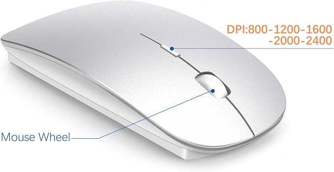Wireless Keyboard and Mouse Ultra Slim Combo, TopMate - Silver White | 2.4G Silent Compact 2400DPI Mouse and Scissor Switch Keyboard Set with Cover, Batteries Included, for PC/Laptop/Windows/Mac - Image 4