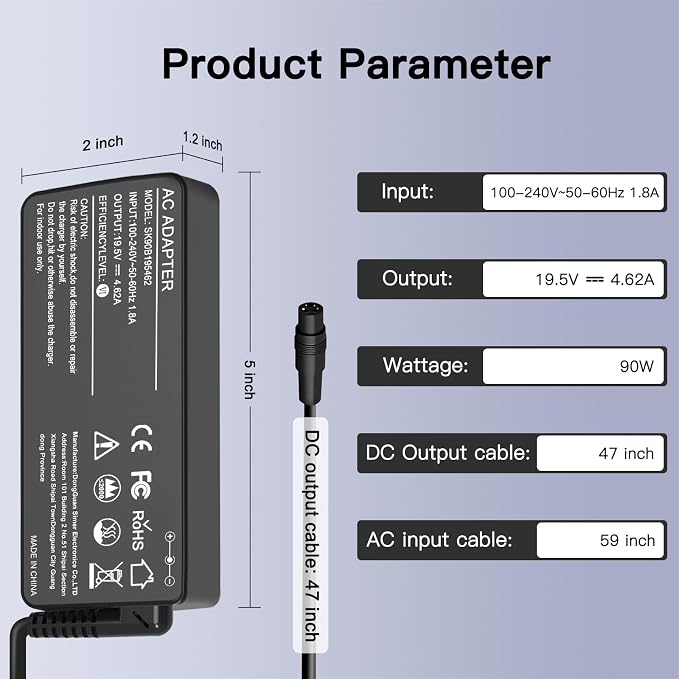 90W WENYAA Universal Laptop Charger Compatible with HP Dell Asus Lenovo Acer Sony Gateway Notebook Ultrabook AC Adapter Chromebook Power Supply Cord with 16 Tips - Image 5