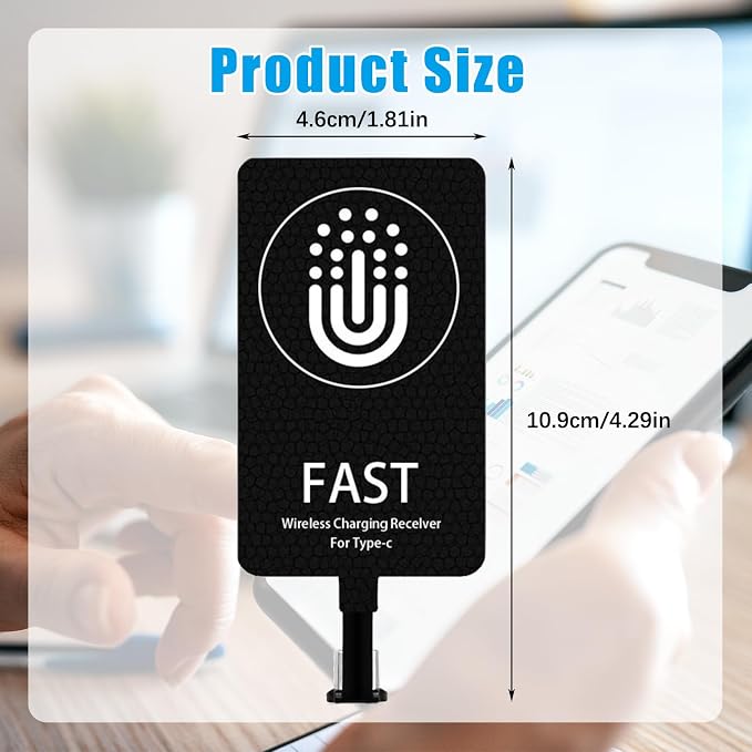 10W Wireless Charging Receiver, Magnetic Type C Adapter for USB Phones | Magnetic 2-in-1 design thin profile. Works with Qi pad. Foldable plug for pocket or bag For home office and travel - Image 2