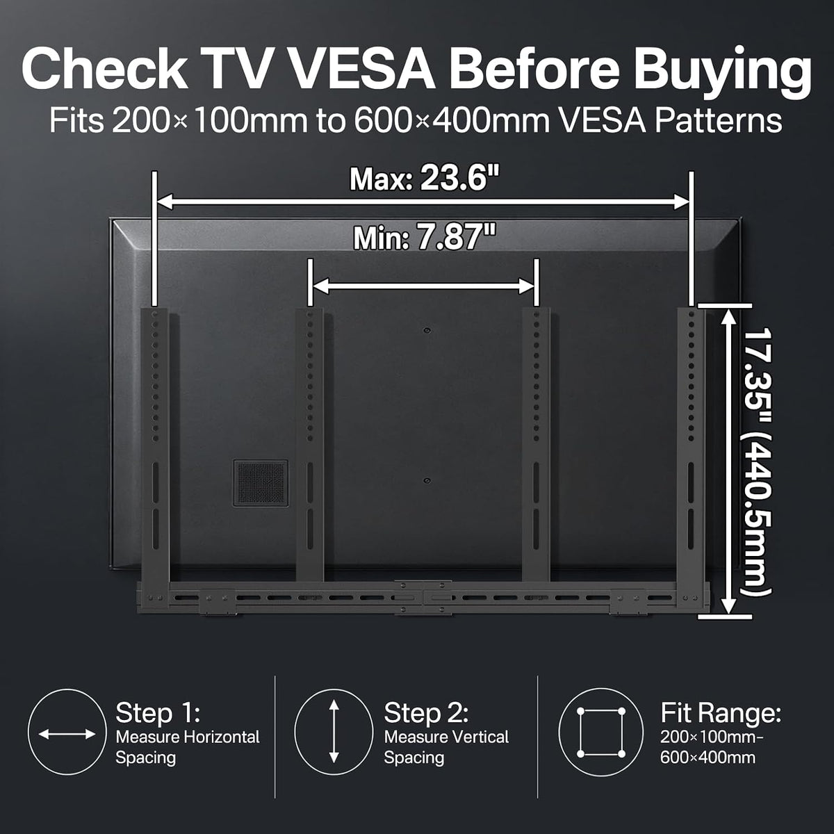 Soundbar TV Mount for Samsung, LG, Sony&Vizio Soundbar for 200mm-600mm VESA - Image 2
