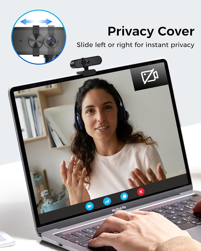 1080P Webcam with Microphone, Privacy Cover & Auto Light Correction for PC, Laptop and Desktop - Image 5