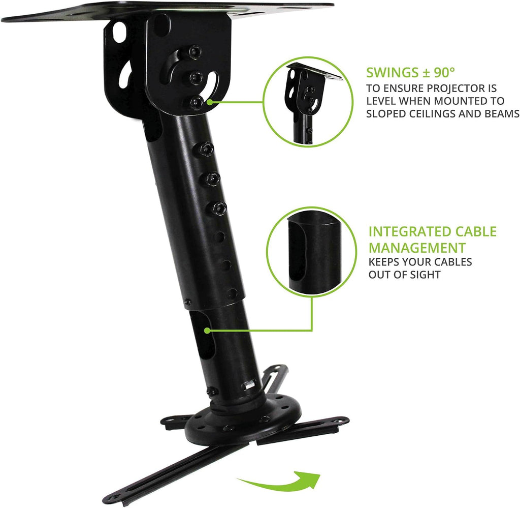 Kanto P301 Universal Projector Mount for Sloped Ceilings - 15" - 18" Extension - Black - Image 5
