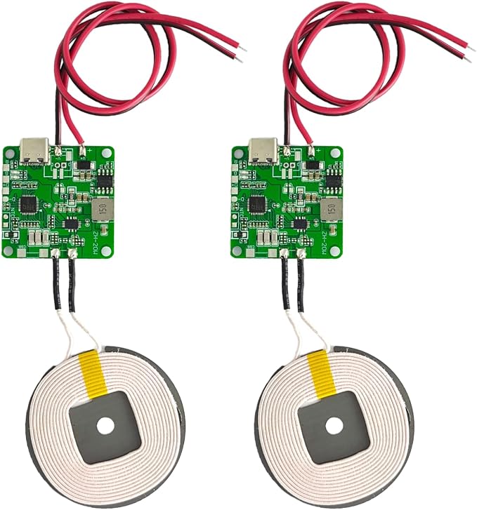 2Pcs 20W Max QI Wireless Charger PCBA Module Coil, DIY Fast Charging Circuit Board with Type-C Port, Overheating Protection for Car and Furniture Mods (with Wire) by Unknown