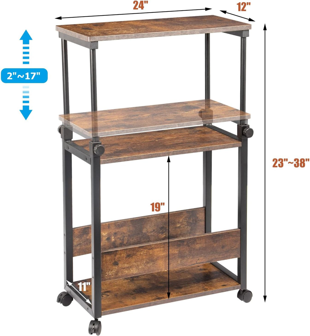 Height Adjustable Computer Tower Stand, Top Adjustable 24"Wx12"Dx23"-38"H - Image 2