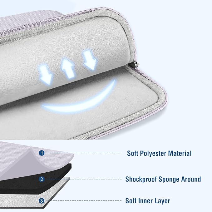 MOSISO Laptop Case 13.3 inch, 13-13.3 inch Laptop Sleeve Bag with Pocket | Compatible with MacBook Air/Pro 13/Pro 14 M5 M4 M3 M2 M1, HP Dell ASUS Lenovo, Polyester Vertical Computer Bag, Dusty Lilac - Image 3