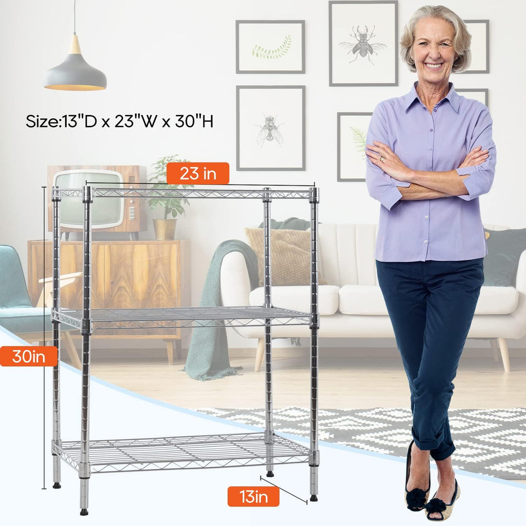 BestOffice | 3-Tier Wire Shelf | 23" x 13.2" x 30.2" | Chrome - Image 3