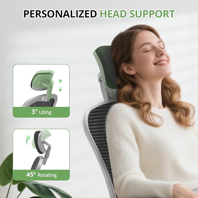 Office Chair|330LBS Capacity Ergonomic Desk Chair | High Back Computer Chair,Long Hours Comfortable,Rolling Swivel,Flip-up Armrests,Home Office - Image 5