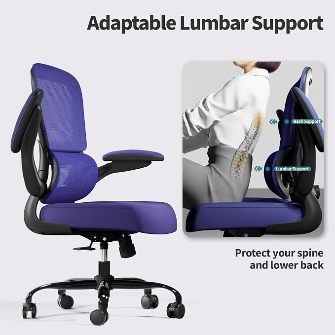 TRALT Office Chair - Ergonomic Desk Chair with Adjustable Lumbar Support, Mesh Computer Chair, Executive Chair for Home Office Comfortable Lumbar Support (1, Purple) - Image 6