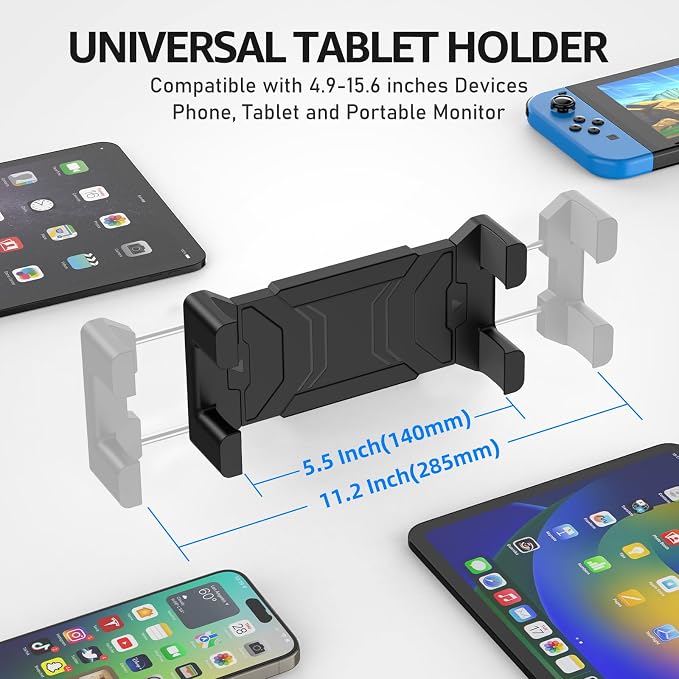 Tablet Wall Mount Holder for iPad, 4.7-15.6" | 360° Rotation Adjustable, Aluminum Extendable Arm, iPad mini/Air/Pro/Galaxy Tab/Kindle, Kitchen Home Office - Image 7