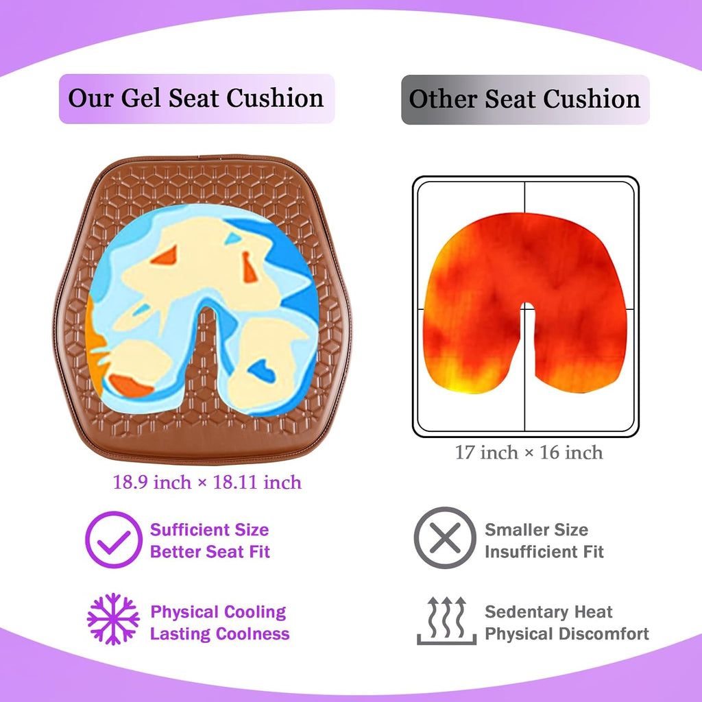 Thin Cool Gel Seat Cushion PU Leather for Car Seat Office Chair - Image 5