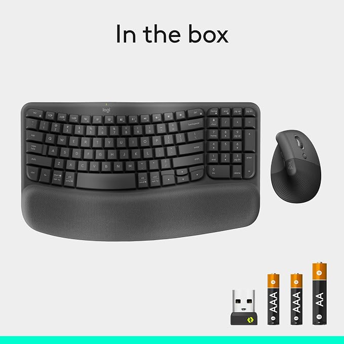 Logitech Wave Keys Keyboard & Lift Mouse Ergonomic Combo - Graphite | Cushioned palm rest, Easy-Switch technology, wireless Bluetooth, multi-OS compatible with Windows and Mac - Image 11