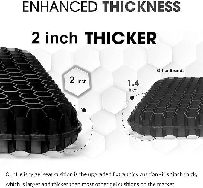 Gel Seat Cushion for Long Sitting, Extra Thick Gel Cushion for Wheelchair Soft Chair Pads for Office Home Chairs Car Seats Long Trips - Back Sciatica Hip Tailbone Pain Relief Cushion (Black) - Image 4