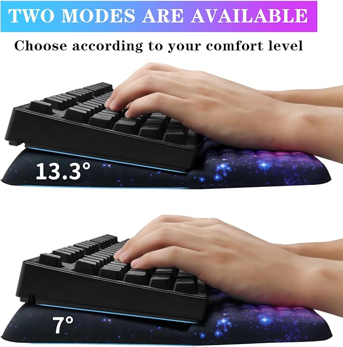 Computer Keyboard Stand with Wrist Rest, Ergonomic Tilted Keyboard Holder - Keyboard Riser with Wrist Pad - Keyboard Tray Support for Office Home - Black Starry Night - Image 2