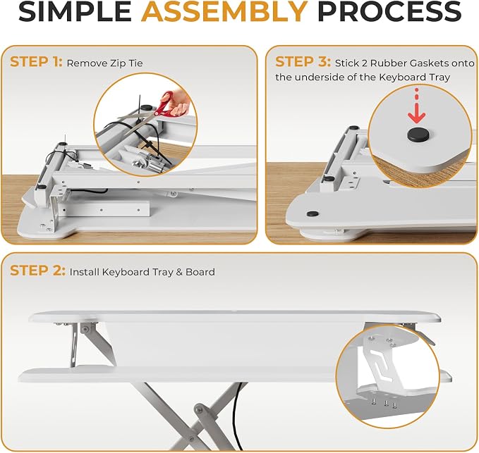 JOY worker Standing Desk Converter, 32" Height Adjustable Desk Riser, White | Sit Stand Up Desktop Riser with Keyboard Tray & 6 Fridge Magnets, Desk Workstation Converter for Home Office Computer Laptop - Image 9