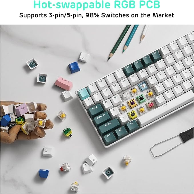 RK ROYAL KLUDGE RK96 RGB Wireless Mechanical Gaming Keyboard w/Wrist Rest | 90% 96 Keys Hot Swappable Mechanical Keyboard, 3-Mode BT5.0/2.4G/USB-C, Volume Control, Software Support & Massive Battery - Image 6