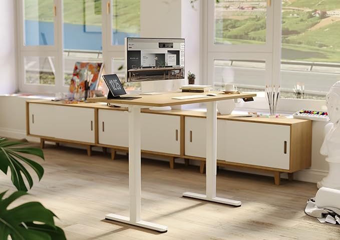 Claiks Electric Height Adjustable Standing Desk, 40x24 Inch, Nature | Smooth Height Adjustment, 3 Memory Presets, Cable Management Hub&Hook, Stable Steel Frame, 176lbs Capacity, Easy Assembly - Image 6