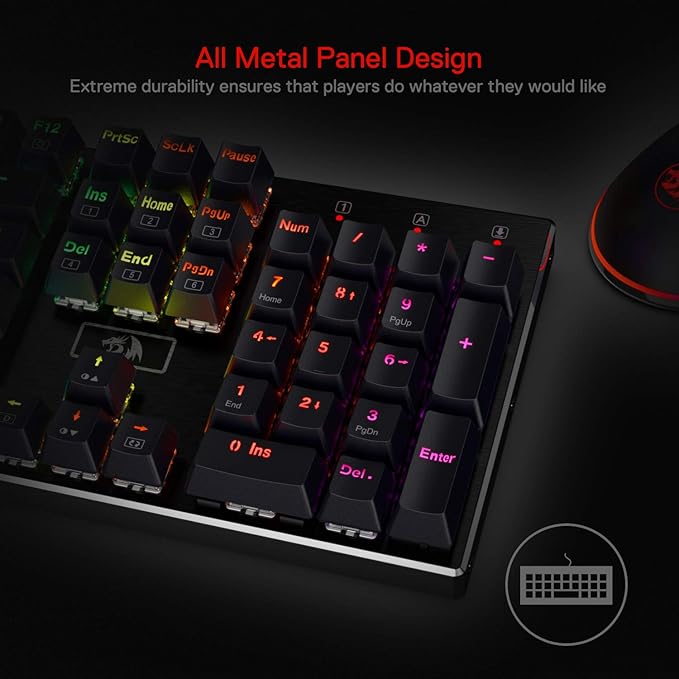 Redragon K556 Wired RGB Mechanical Gaming Keyboard, 104-Key Aluminum Board | Rock-Solid Metal Build, 20 Backlits for Immersive ESports Vibe, Hot-swap Smooth & Soft Linear Red Switch for Quiet Scene - Image 3