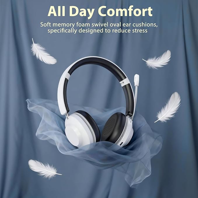 Bluetooth Headset with Microphone, Wireless Headset AI Noise Cancelling | Computer Headphone for Clear Call＆Meeting 47H Work, Dual-Mode Bluetooth 6.0 & 2.4GHz Dongle, Office/PC/Phone/Teams - Image 8