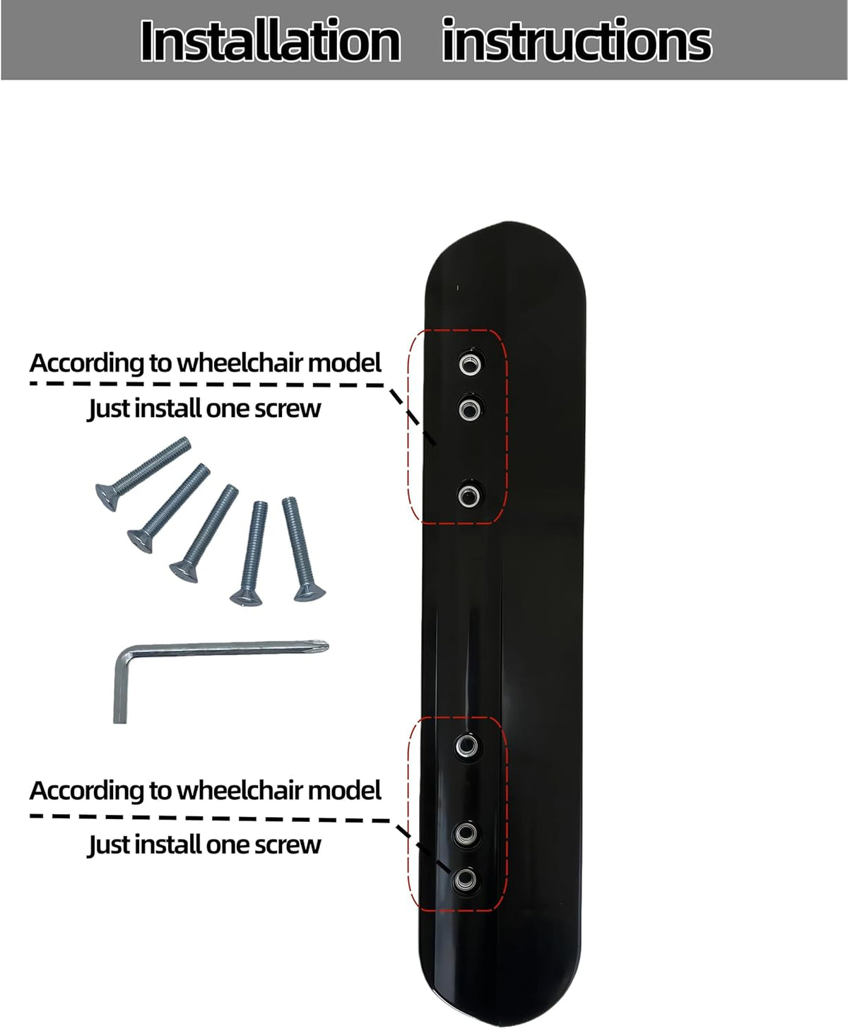 Wheel Chair Arm Rest Replacements, 10-1/4", Black - Image 3