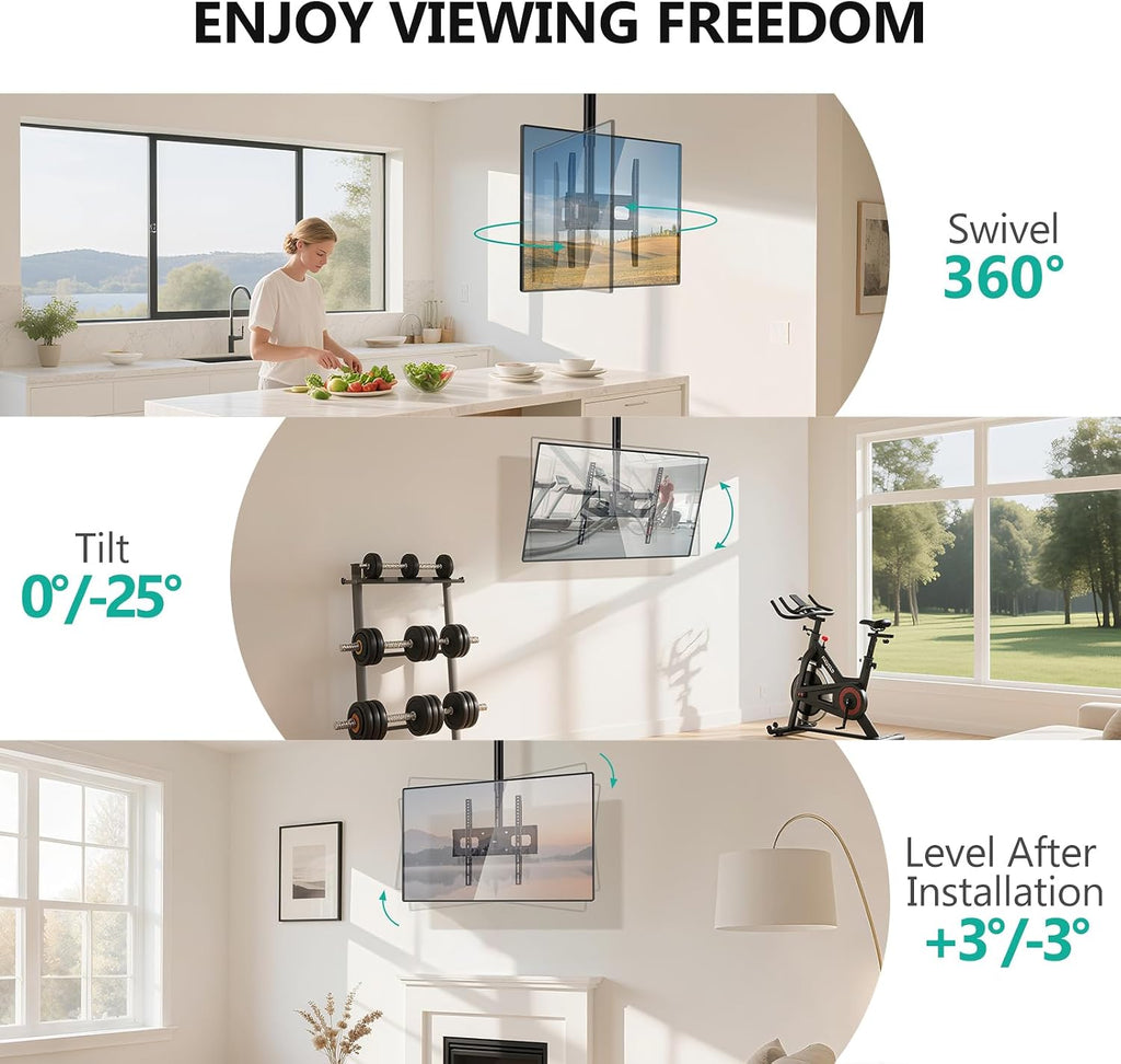 WALI Ceiling TV Mount for Most 26-65 inch LCD LED OLED 4K TVs, up to 99 lbs - Image 4