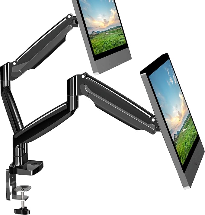 UPGRAVITY Gas Spring Dual Monitor Desk Mount for 22-34" Ultrawide Screens | Fully Adjustable, Double Monitor Stand Arms Hold 26.5lbs, VESA 75x75/100x100mm by UPGRAVITY