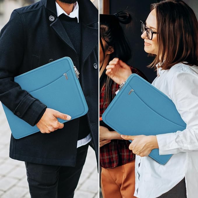Laptop Case Sleeve 15.6 inch, Shockproof Protective Laptop Cover Briefcase Carrying Computer Bag with Accessory Pocket, Computer Bag Compatible with MacBook, HP, Dell, Lenovo, Asus, Light Blue - Image 7