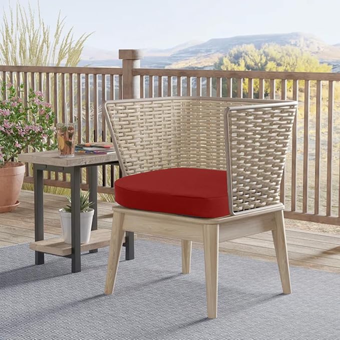 idee-home Outdoor Chair Cushions Set of 2, 19" x 19" D-Shaped | Thick Outdoor Seat Cushions Waterproof Patio Furniture with Ties Dining Pads - Image 6