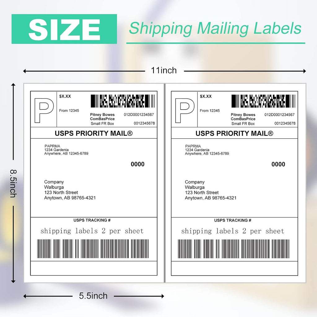 Half Sheet 8.5x5.5inch Shipping Mailing Label 4000 Counts, 2 Labels Per Sheet 8.5 x 11 for Laser & Inkjet Printer, Permanent Adhesive Label Square Corner (2000 Sheets) - Image 2