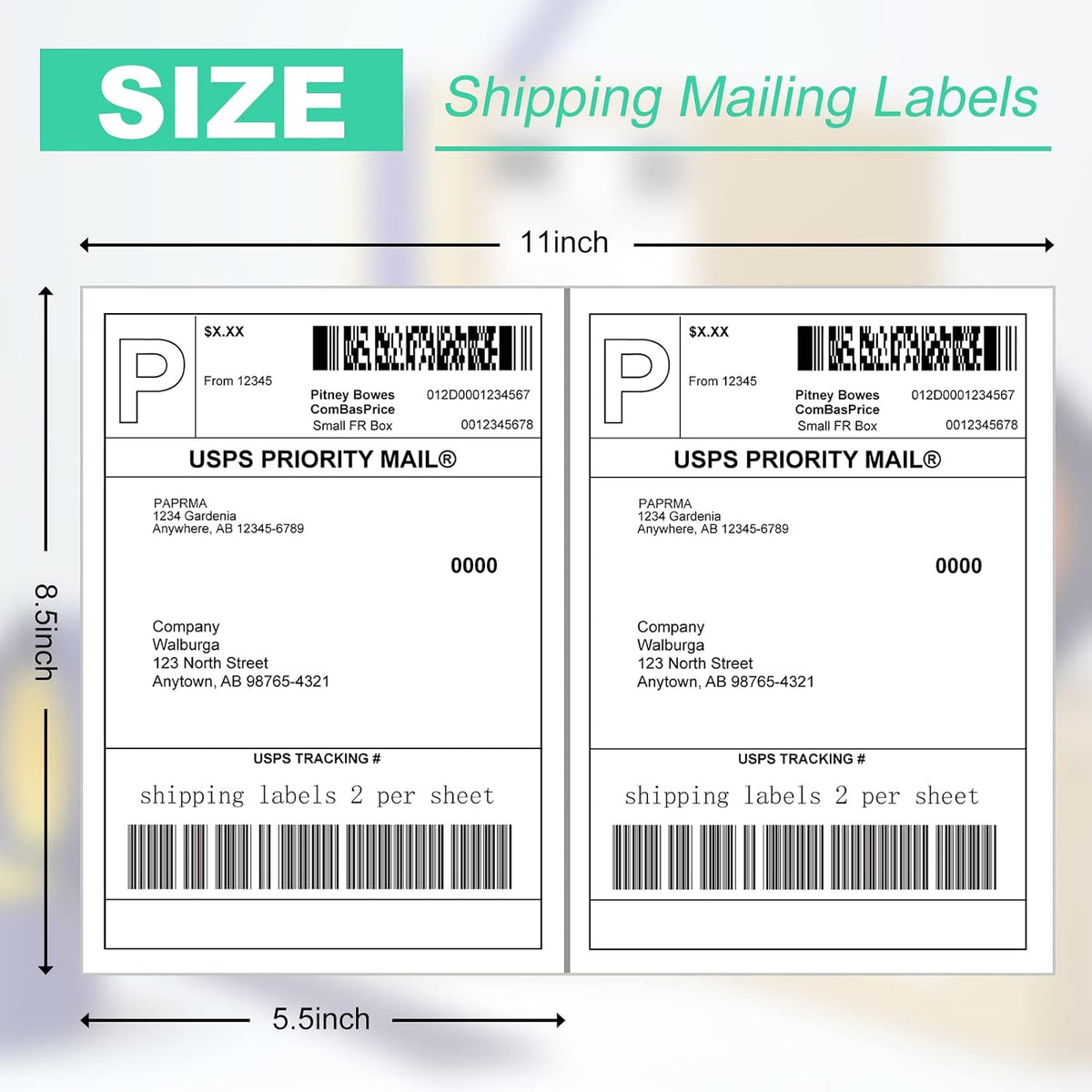 Half Sheet 8.5x5.5inch Shipping Mailing Label 4000 Counts, 2 Labels Per Sheet 8.5 x 11 for Laser & Inkjet Printer, Permanent Adhesive Label Square Corner (2000 Sheets) - Image 2