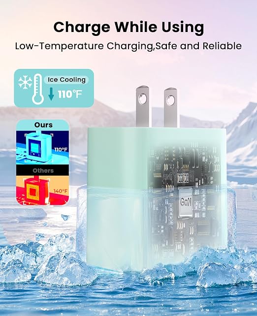 iPhone Charger Fast Charging, USB C Charger Block, 6FT/10FT Lightning Cable | For Apple iPhone 14/13/12/11 Series, 2-Pack USB C to Lightning Cables, AirPods with Lightning Charging Case,Green - Image 4