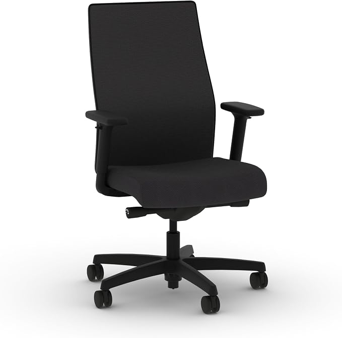 HON Ignition 2.0 Ergonomic Office Chair, Lumbar Support, Desk Chair, Onyx | Ergonomic office desk chair with lumbar support, adjustable arms, office decor, workstation comfort for focused productivity by HON