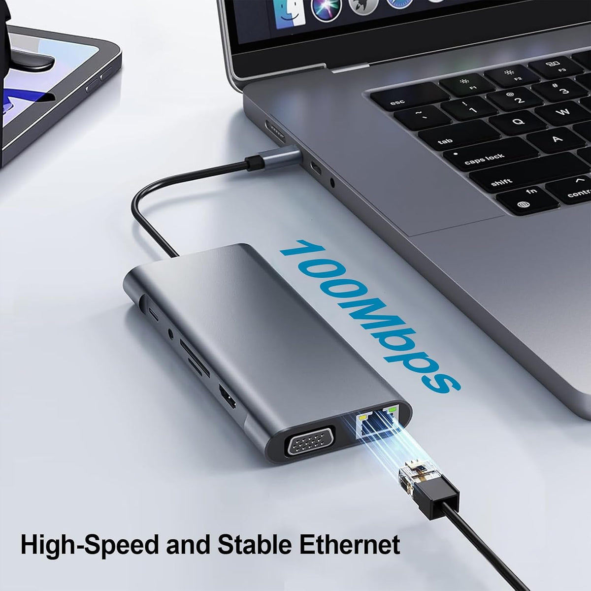 USB C Hub Multiport Adapter, 11 in 1 USB C Docking Station with 4K HDMI, 1080P VGA, 100W PD, USB 3.0, RJ45 Ethernet, TF/SD Card Reader, 3.5mm Audio, USBC Dongle for MacBook Pro/Air, Windows, Laptops - Image 4