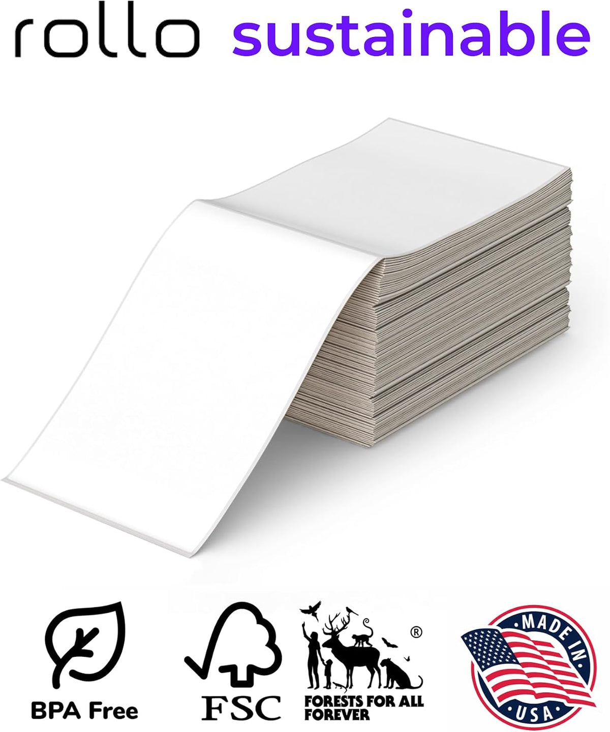 Rollo 4x6 Direct Thermal Shipping Labels - 500 Fanfold Pack - Image 3
