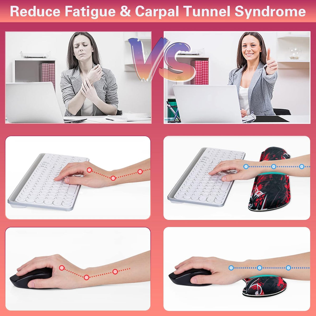 Canjoy Desk Mat with Keyboard and Mouse, Desk Pad with Wrist Rest Support - Image 5