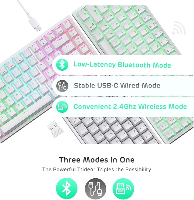 RK ROYAL KLUDGE RK84 Wireless RGB 75% Hot Swappable Mechanical Keyboard | 84 Keys Wireless Gaming Keyboard w/High-Capacity Battery, Triple Mode BT5.0/2.4G/USB-C, RK Custom Switch, Pro Driver Support - Image 2