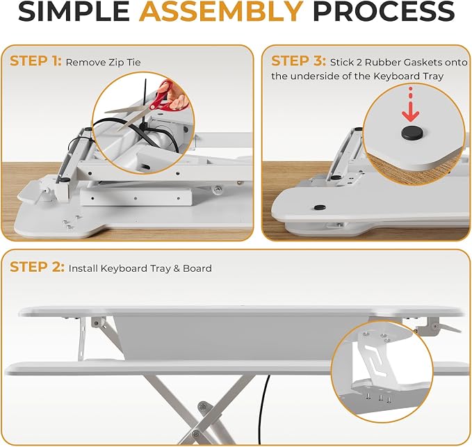 JOY worker Standing Desk Converter, 35" Height Adjustable Desk Riser, White | Sit Stand Up Desktop Riser with Keyboard Tray & 6 Fridge Magnets, Converter Workstation for Home Office Dual Computer Laptop - Image 9