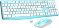 Wireless Keyboard and Mouse Combo, Lovaky 2.4G Full-Sized Ergonomic Keyboard Mouse, 3 DPI Adjustable Cordless USB Keyboard and Mouse, Quiet Click for Computer/Laptop/Windows/Mac (1 Pack, Blue) | Ergonomic, Low profile Keys, 3 DPI Adjustable, 2.4G Quiet... by LovakyOfficeExpert