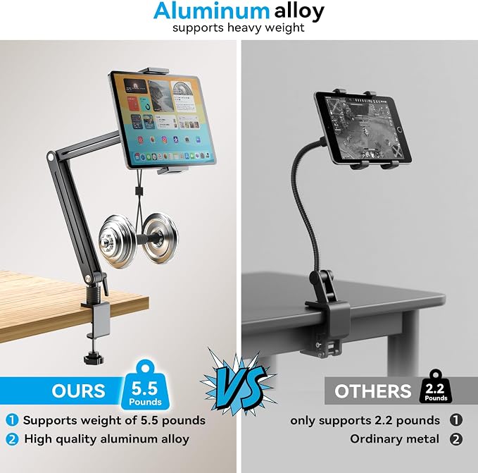 Jakeko 15.6" Portable Monitor Stand Tablet Arm Mount Holder Built-in Wrench | Tool-Free Hand Knobs,Aluminum,60-Second Setup,Tablet iPad Ready,All-Metal Joint,Zero Wobble - Image 5