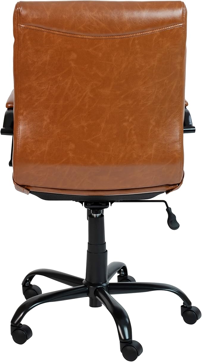 Flash Furniture Mid-Back LeatherSoft Executive Office Chair, Brown/Black | 360° Swivel, Height Adjustable, Commercial Grade - Image 11