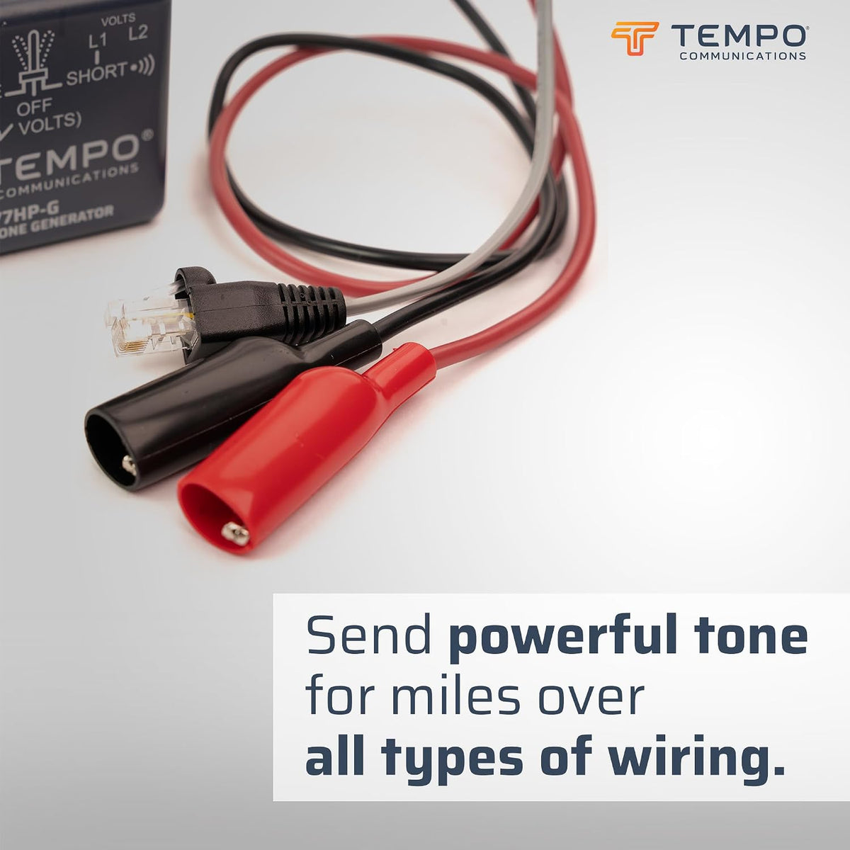 TEMPO 77HP-G/6A Tone Generator w/ABN Clips | Cable Tracing, Continuity Testing, Polarity Testing | RJ11, RJ45 | Twisted Pair & Coaxial Cables | Professional Grade Wire Tracer - Image 2