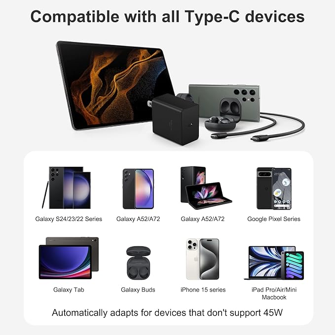 USB C Charger Type C Charger Fast Charging Long 10FT 45W Samsung Charger | for iPhone Air/17/17 Plus/17 Pro/17 Pro Max/16/16 Plus/16 Pro/16 Pro Max/15 Pro Max/iPad Pros/Samsung Galaxy S26/S25,Android - Image 5