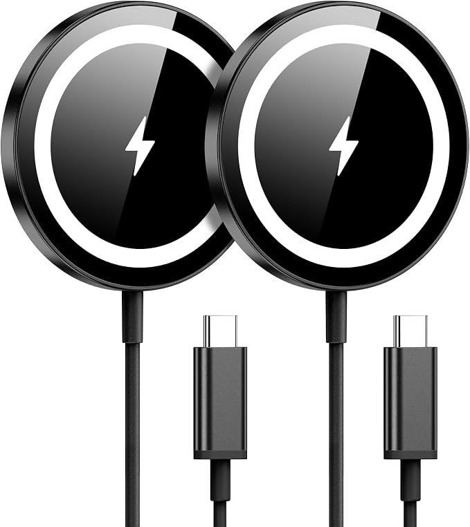 for Apple Mag-Safe Charger 2 Pack, Magnetic Wireless Charger, Black | Made for iPhone 17/17 Pro/17 Pro Max/Air/16 15 14 13 12 Pro Max Plus mini, Charging Pad for Airpods Pro 3 2,Strong Magnet by WRVVR