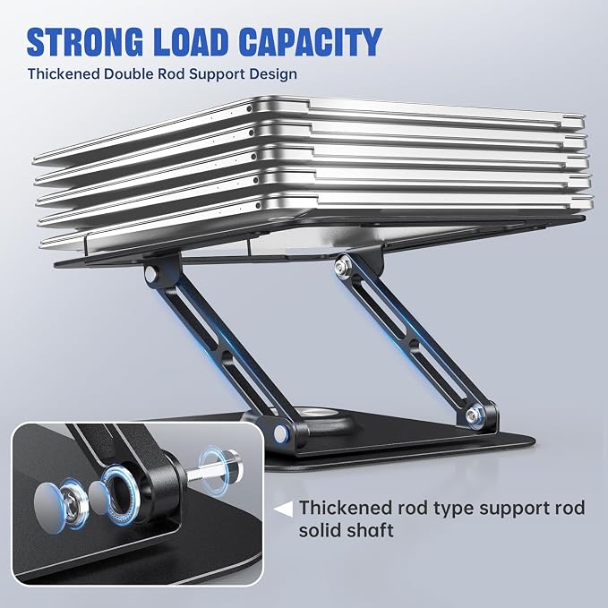 Laptop Stand for desk(360°Rotating),Aluminum laptop Riser for 10-16"Laptops | Adjustable Multi-Angle Ergonomic Laptop Stand, Foldable Portable for Home Office, Fits MacBook Air Pro Dell HP Laptops - Image 4