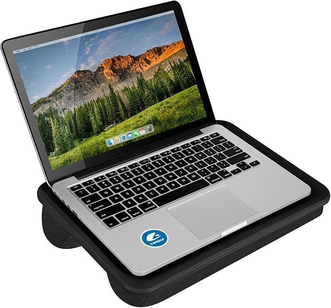 LAPGEAR Compact Lap Desk – Black, Fits 14" Laptops | Microbead Cushion, Built-In Pencil Slot, Carry Handle, Fits Standard Letter-Size Paper (8.5" × 11") - Image 7