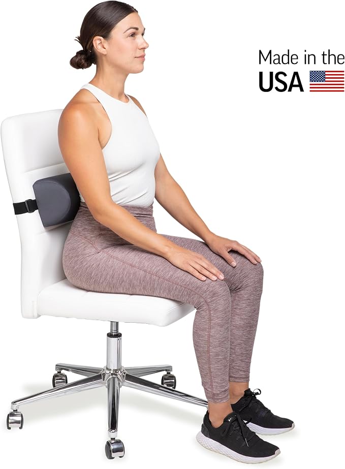OPTP The Original McKenzie D-Section Lumbar Roll – Large, Firm Density | USA-made low back lumbar support pillow for office and travel, preferred by physical therapists, 4 1/4" D x 5 1/2" H x 11" L - Image 2